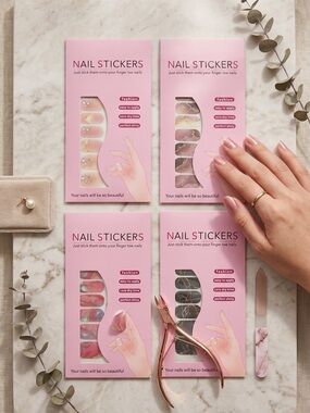 Nail Stickers Pink Marble & Neutral Press-On Nail Wraps